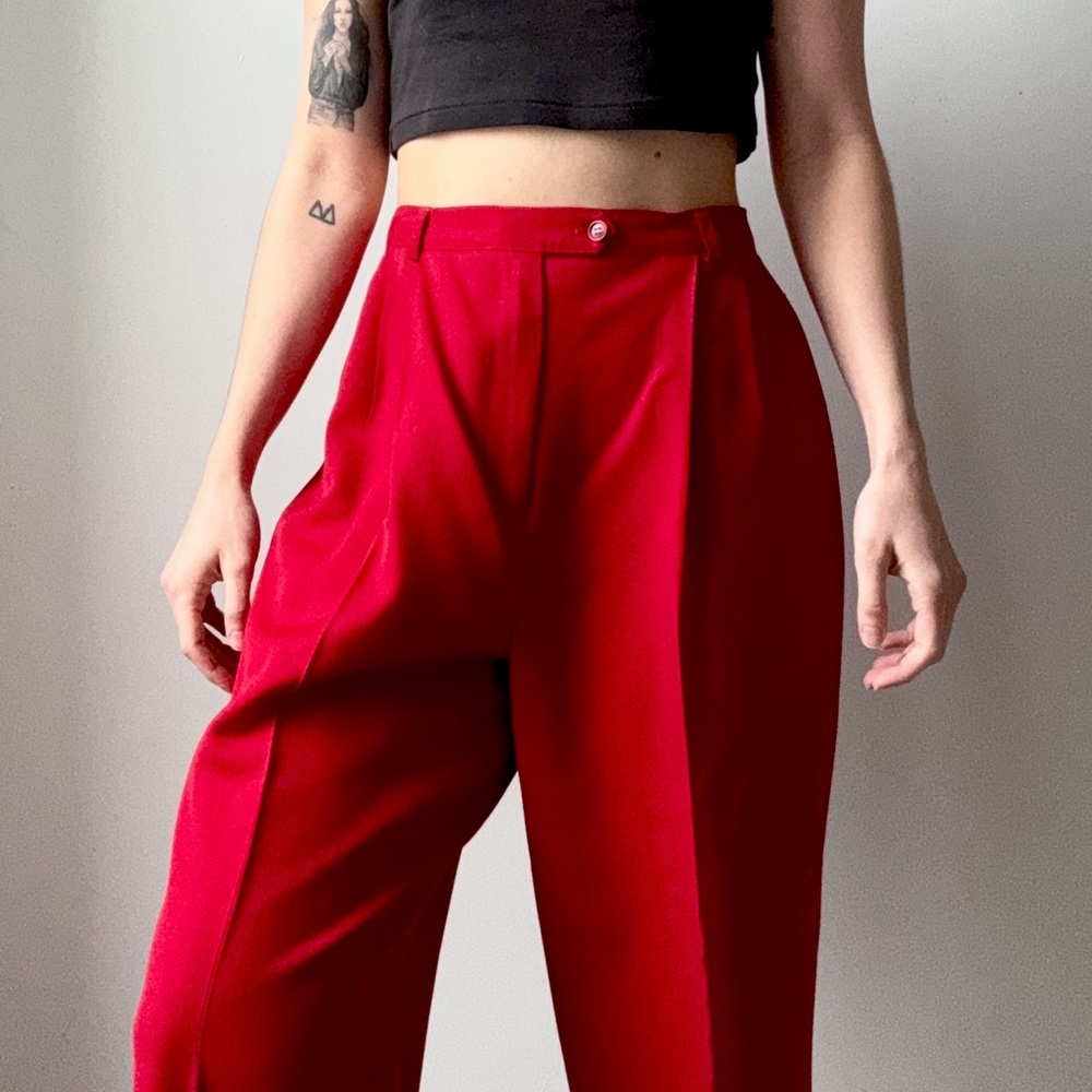 Vintage Red Pleated Trousers